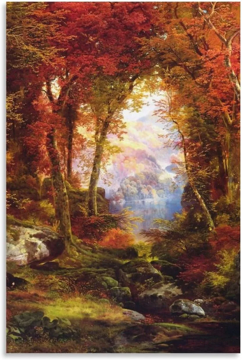 Thomas Moran Prints Under The Trees by Thomas Moran Canvas Wall Art Poster Wall Art Picture Painting Poster Canvas Print Posters Artworks Bedroom Living Room Decor 16x24inch(40x60cm)