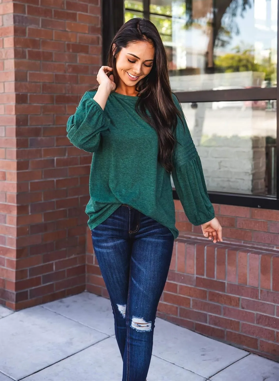 Tickled Teal Women's Long Sleeve Casual Loose Sweater Outerwear