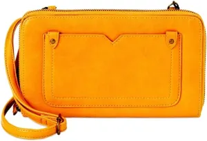 Time and Tru Women's Clover Wallet Crossbody on a String, Dimensions: 9" W x 6.25" H, x .75" D (Yellow Dust)