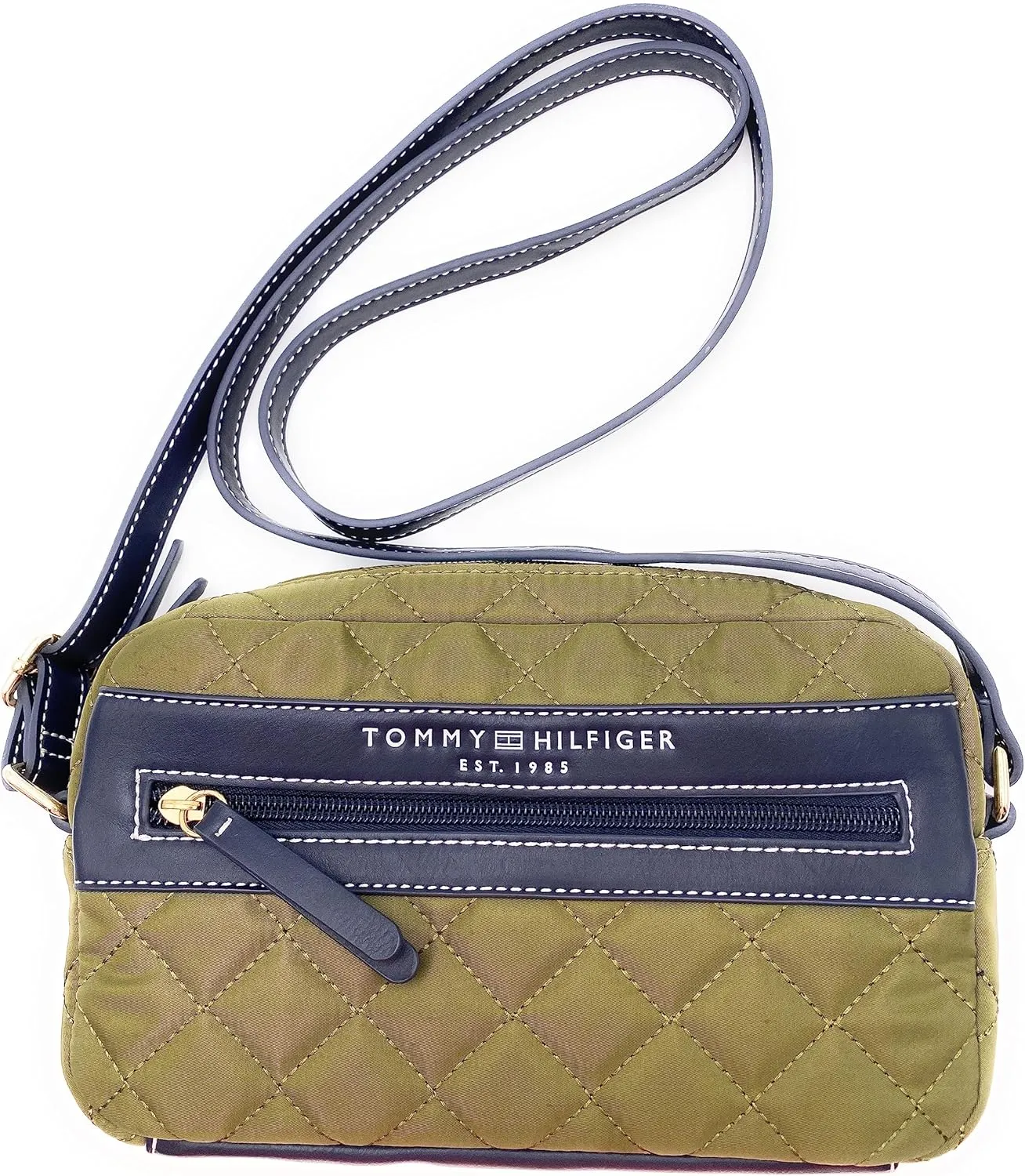 Tommy Hilfiger Bag - Women's - Green - Crossbody - Shoulder Bag - 25 x 20 x 5 cm - Padded Look - TH Lettering - Women's Handbag - Women Bag9435, Green, Einheitsgröße