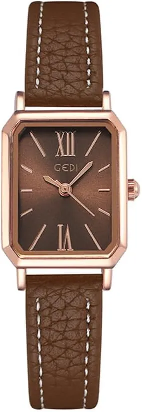 TOOCAT Women Wrist Watch Mini Ultra-Thin Elegant Simple Square Quartz Watches with Leather Strap 30M Waterproof Analog Watches for Females Students Ladies