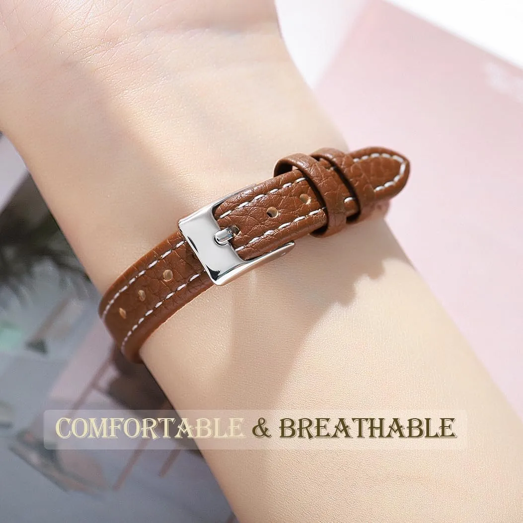 TOOCAT Women Wrist Watch Mini Ultra-Thin Elegant Simple Square Quartz Watches with Leather Strap 30M Waterproof Analog Watches for Females Students Ladies
