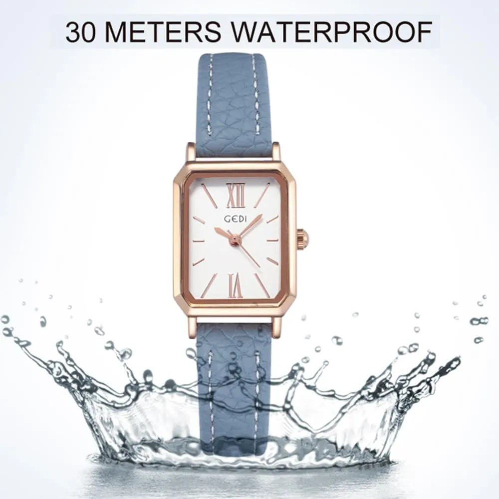 TOOCAT Women Wrist Watch Mini Ultra-Thin Elegant Simple Square Quartz Watches with Leather Strap 30M Waterproof Analog Watches for Females Students Ladies