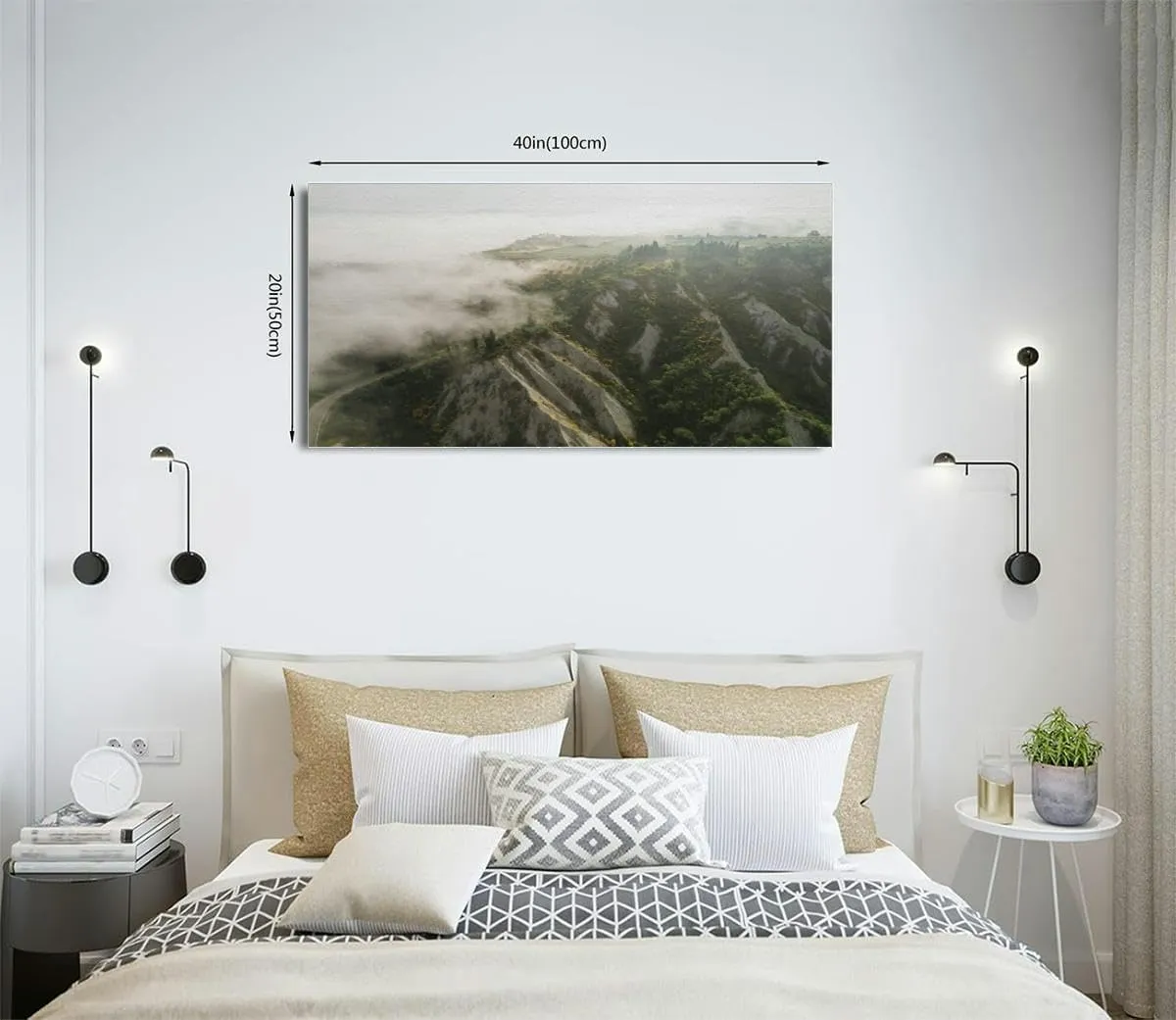TOOUTEREA 20x40 Frame Large Canvas Painting Wall Art Karst landscape Tuscany near Chiusure photographed a drone Fields Wall Decor for Living Room Bedroom Kitchen Bathroom Office Artwork Home Decor