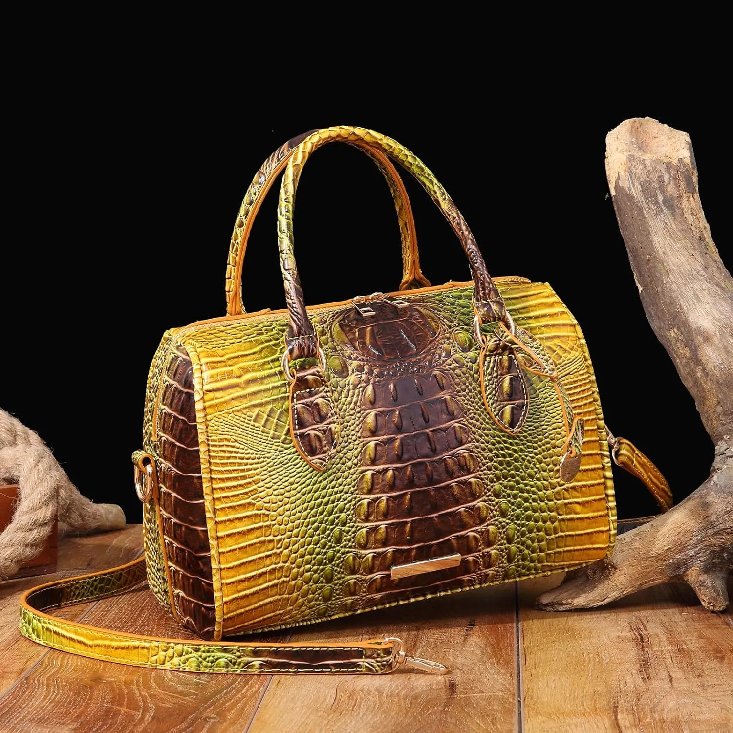 Top-Handle Crocodile Purses For Women Crossbody Leather Bags Trendy Large Capacity Tote with Shoulder Strap