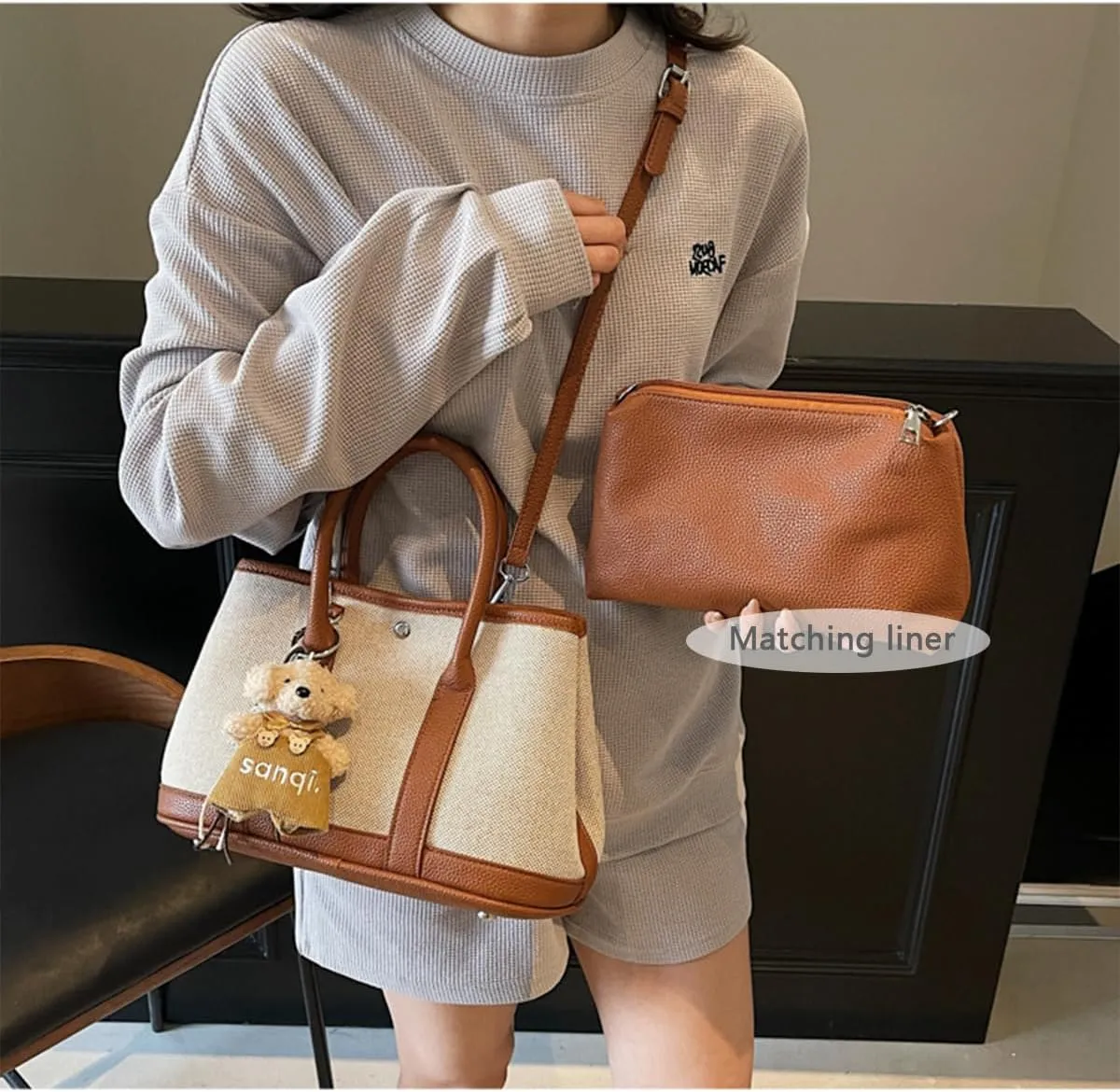 Top Handle Handbags for Women, Ladies Tote Shoulder Bag Simple Canvas Satchel