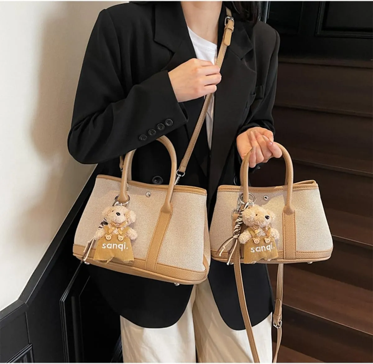 Top Handle Handbags for Women, Ladies Tote Shoulder Bag Simple Canvas Satchel
