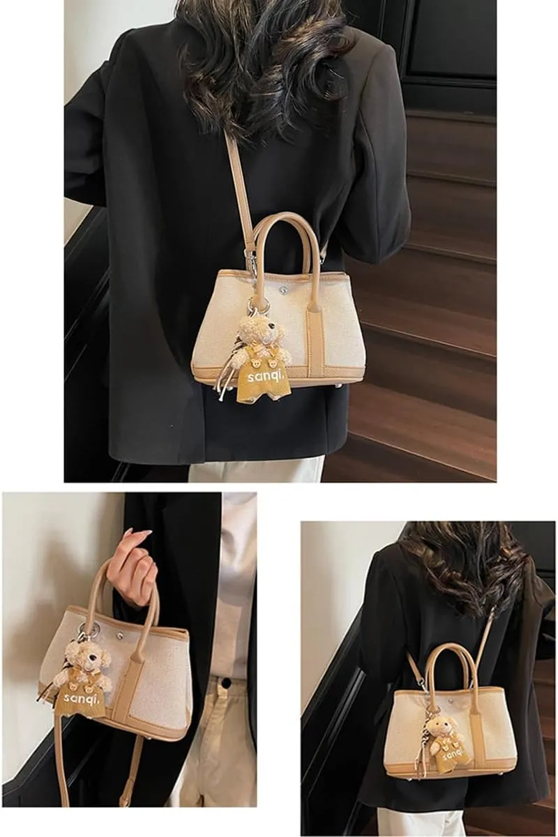 Top Handle Handbags for Women, Ladies Tote Shoulder Bag Simple Canvas Satchel