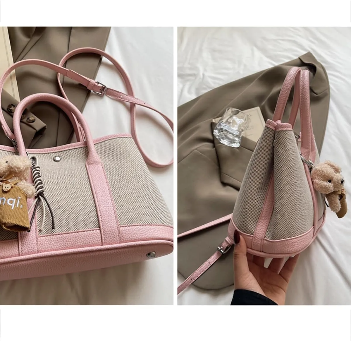 Top Handle Handbags for Women, Ladies Tote Shoulder Bag Simple Canvas Satchel