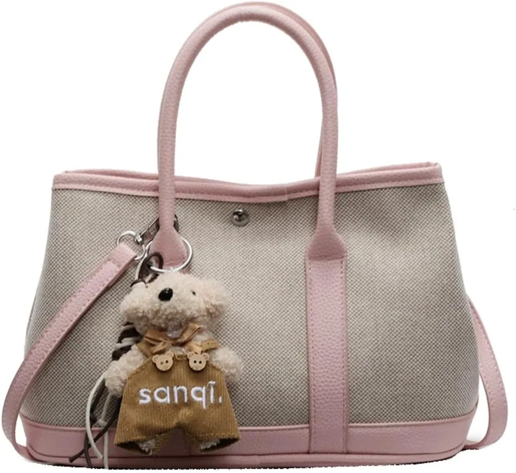 Top Handle Handbags for Women, Ladies Tote Shoulder Bag Simple Canvas Satchel