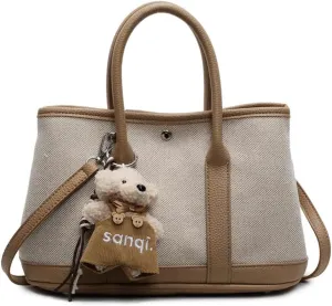 Top Handle Handbags for Women, Ladies Tote Shoulder Bag Simple Canvas Satchel