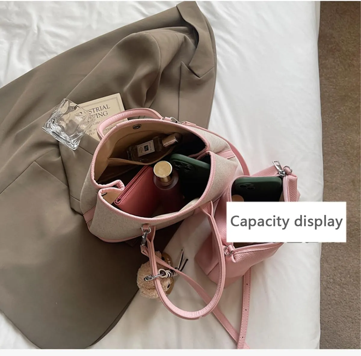 Top Handle Handbags for Women, Ladies Tote Shoulder Bag Simple Canvas Satchel