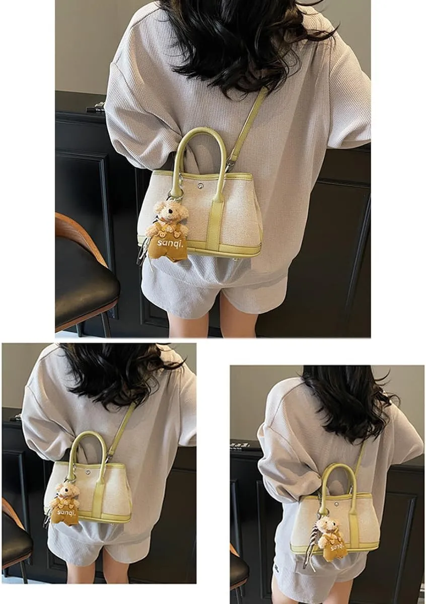Top Handle Handbags for Women, Ladies Tote Shoulder Bag Simple Canvas Satchel