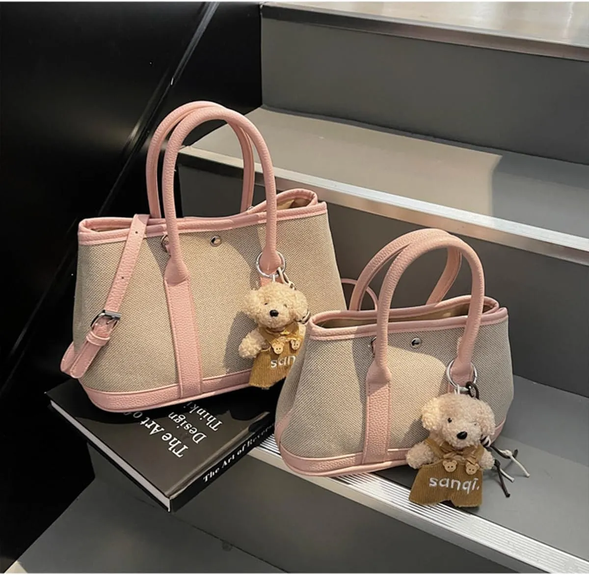 Top Handle Handbags for Women, Ladies Tote Shoulder Bag Simple Canvas Satchel