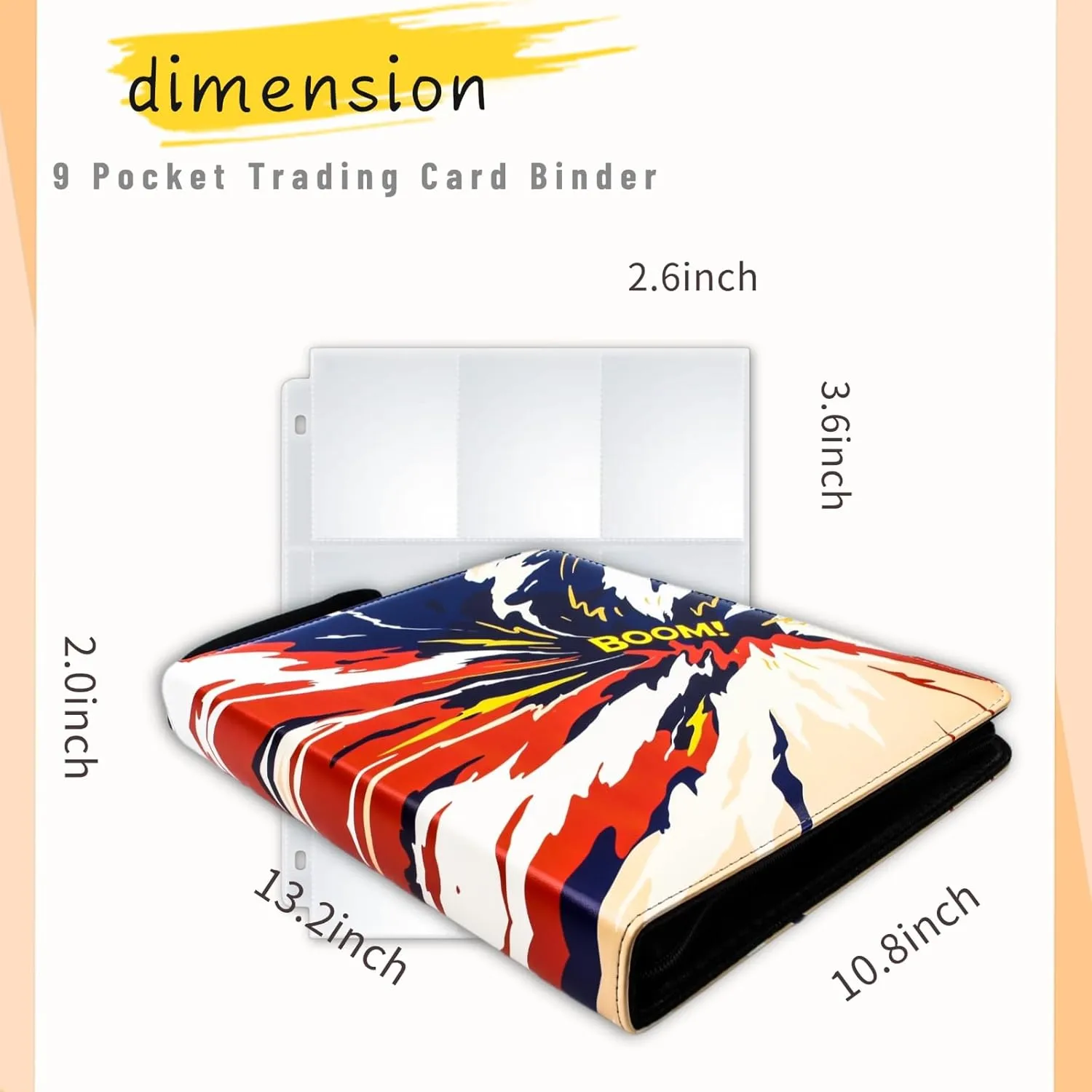 Top Loader Binder, 9 Pocket Trading Card Binder, Zippered Card Collection Binder for MTG, TCG, Sports and Game Cards, 900 Pockets Card Holder with 50 Removable Sleeves(Red and Blue)