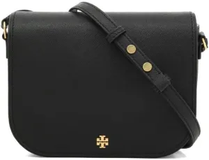 Tory Burch Emerson Womens Saffiano Leather Crossbody Bag (Black)