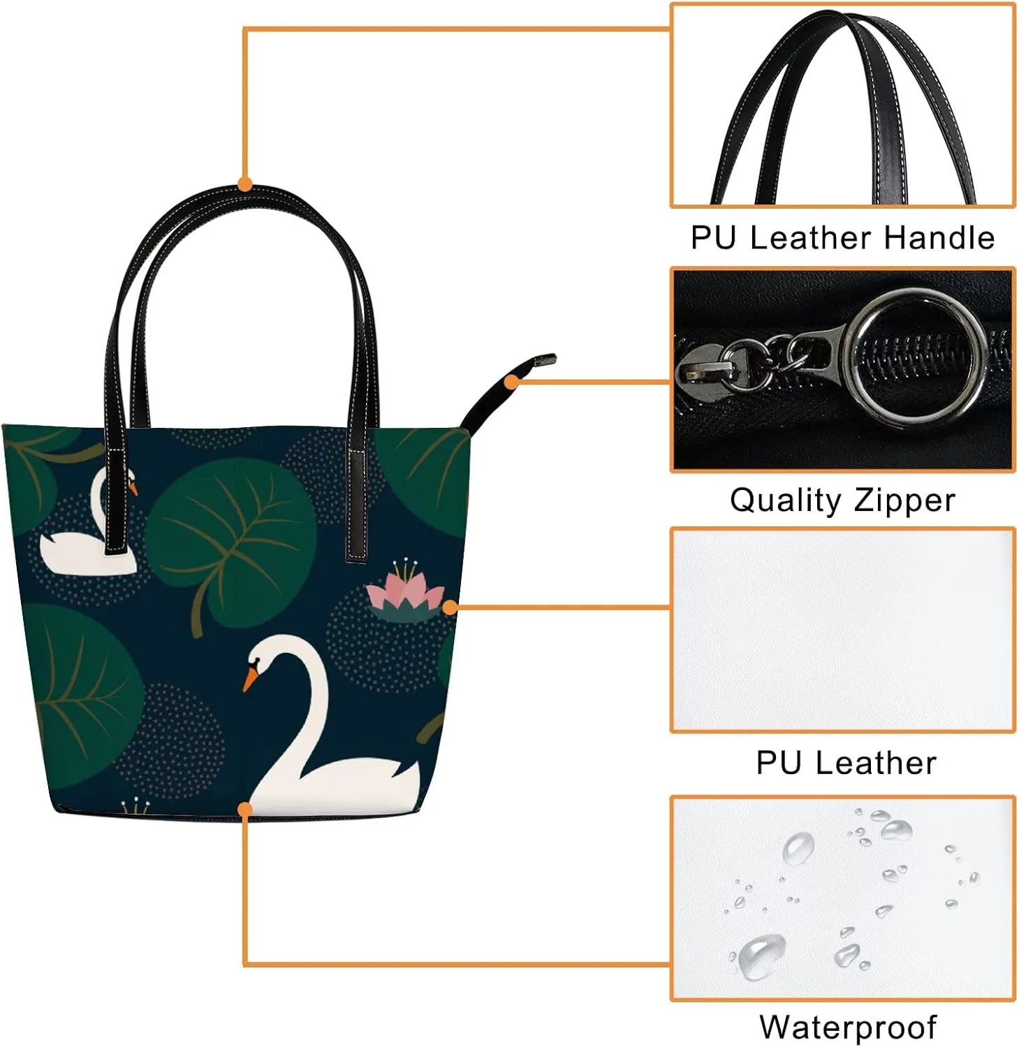 Tote Bag for Women PU Leather Handbags Women's Crossbody Handbags Work Tote Bags for Women Coachbags Tote Bag with Zipper