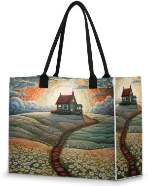 Tote Bag for Women Reusable Canvas Shoulder Bag
