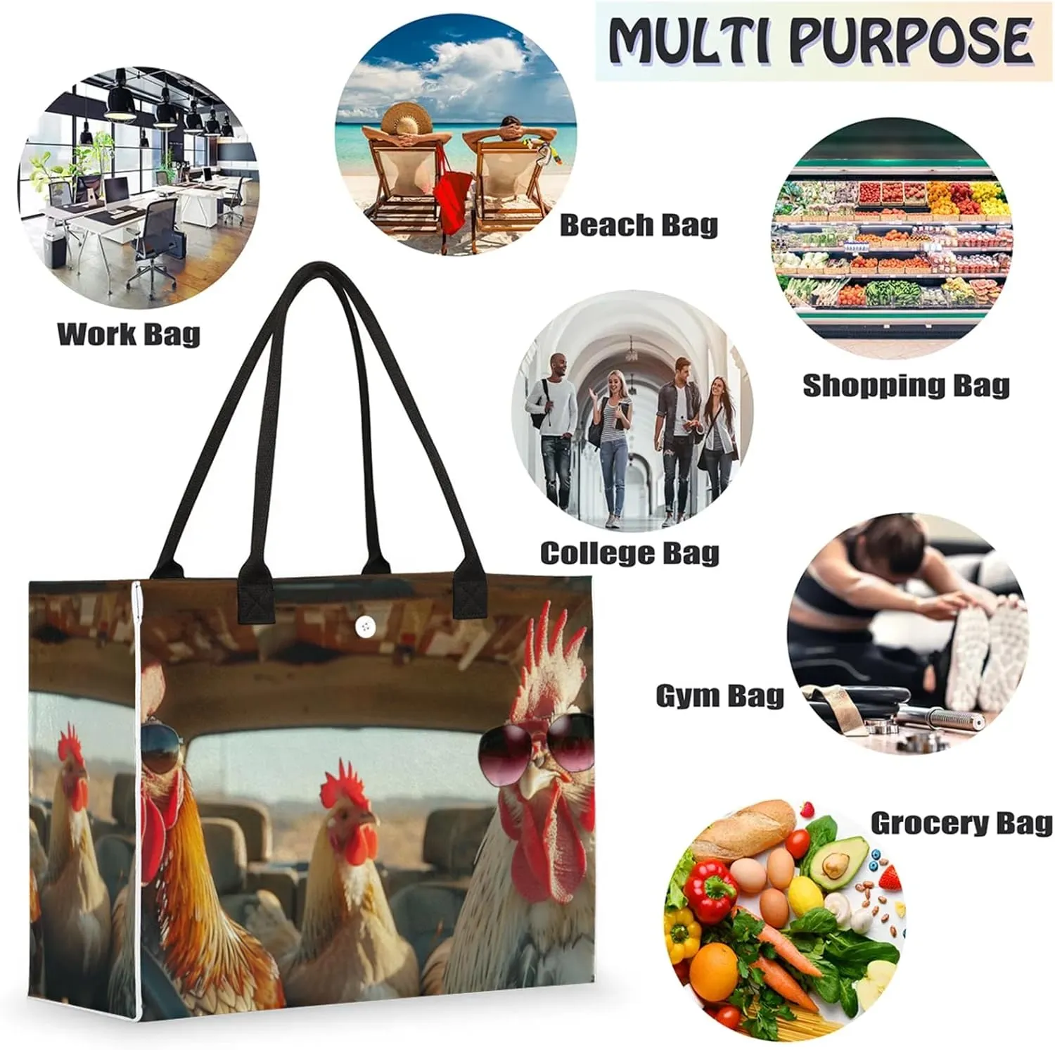 Tote Bag for Women Reusable Canvas Shoulder Bag