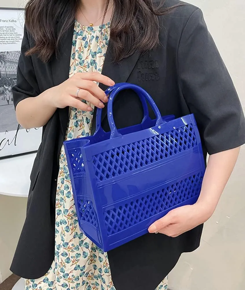 Tote Bag Purses for Women Summer Mesh Beach Tote Bag Large Capacity Shopping Basket Top Handle Handbag Jelly Storage Bag