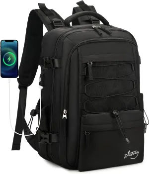 Travel Backpack for Women Men 15.6 Inch Laptop Backpacks with USB Port Carry on Backpack Flight Approved Large Back Packs College Bookbags Outdoor Sports Hiking Rucksack Casual Daypack (Black)