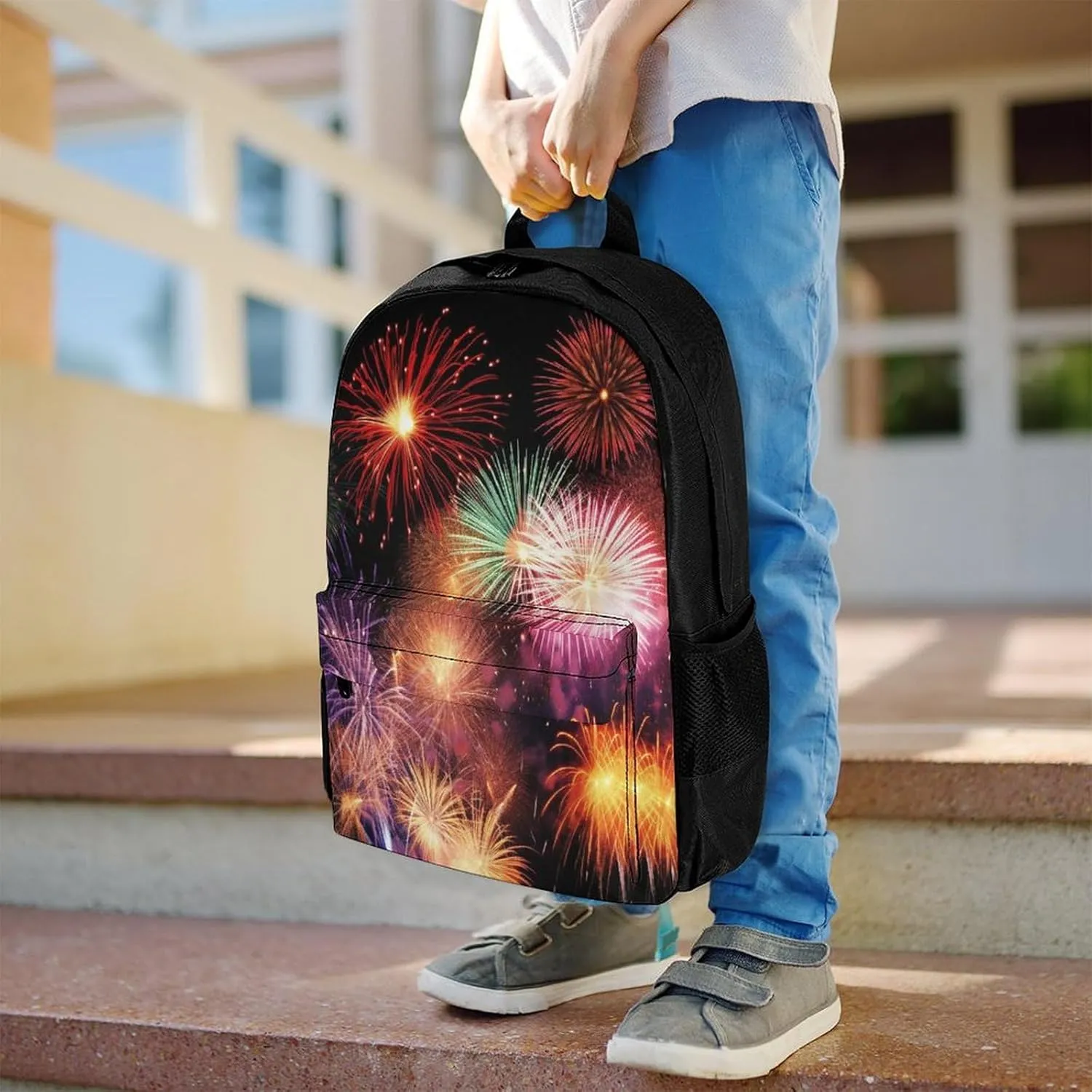Travel Backpack Lightweight Laptop Backpack Personalized Beautiful Fireworks Casual Backpacks For Men Womens