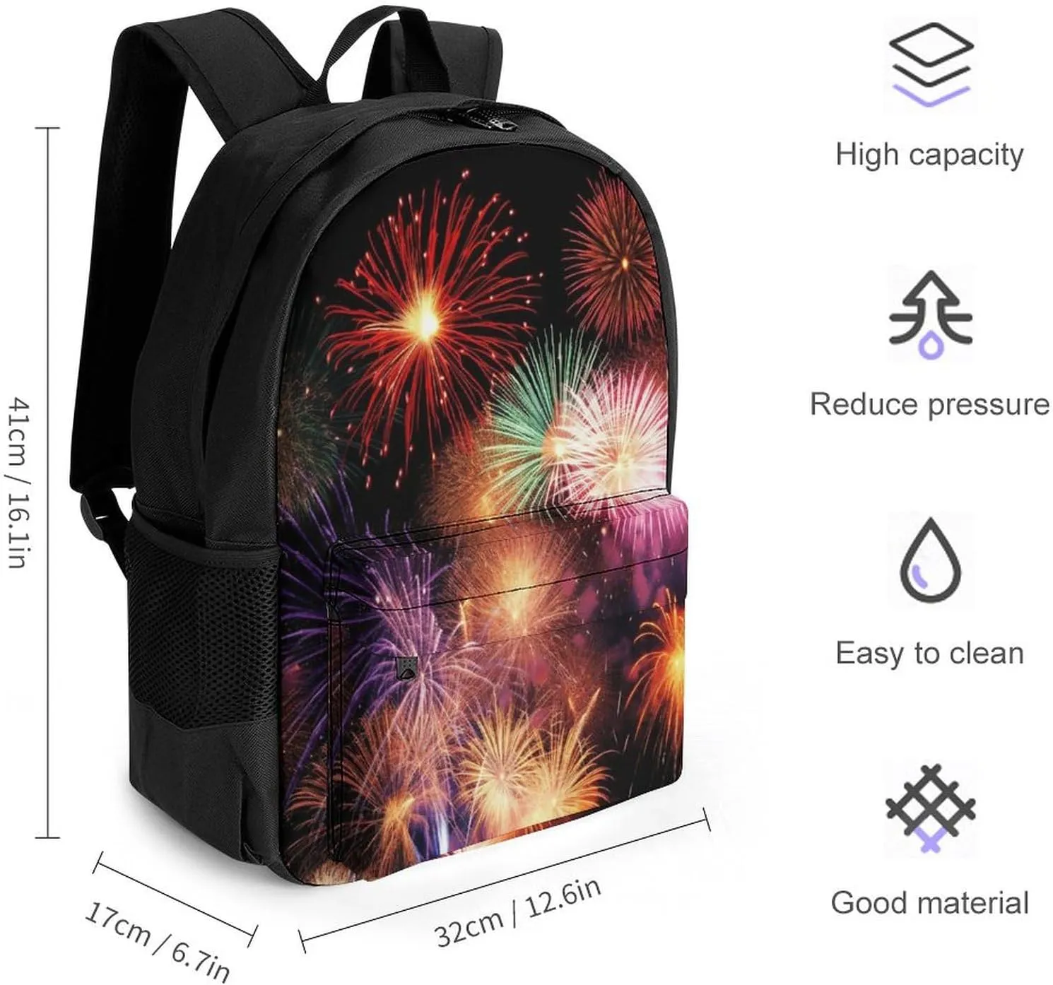 Travel Backpack Lightweight Laptop Backpack Personalized Beautiful Fireworks Casual Backpacks For Men Womens