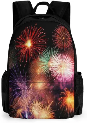 Travel Backpack Lightweight Laptop Backpack Personalized Beautiful Fireworks Casual Backpacks For Men Womens