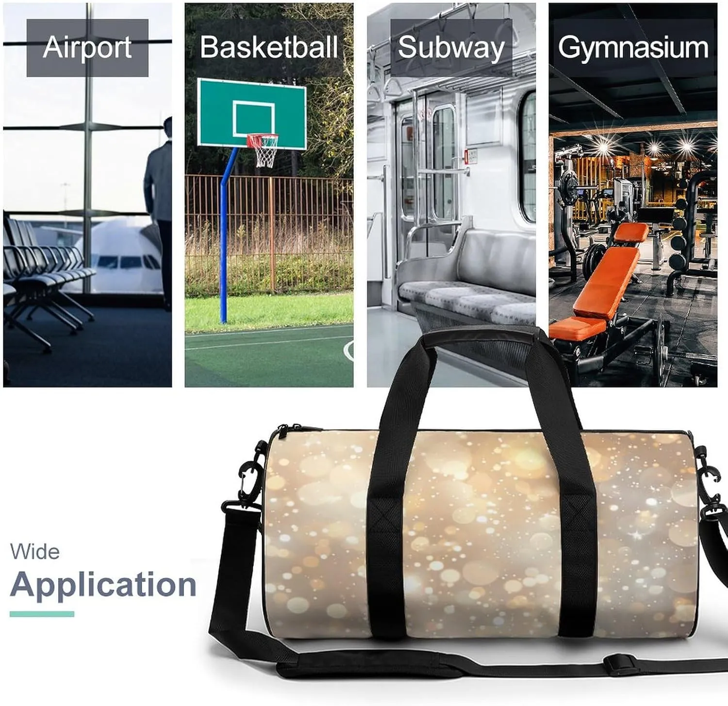 Travel Duffel Bag for Men And Women,Blurry Lights And Stars Waterproof Sports Fitness Bag Portable Travel Duffel Bag
