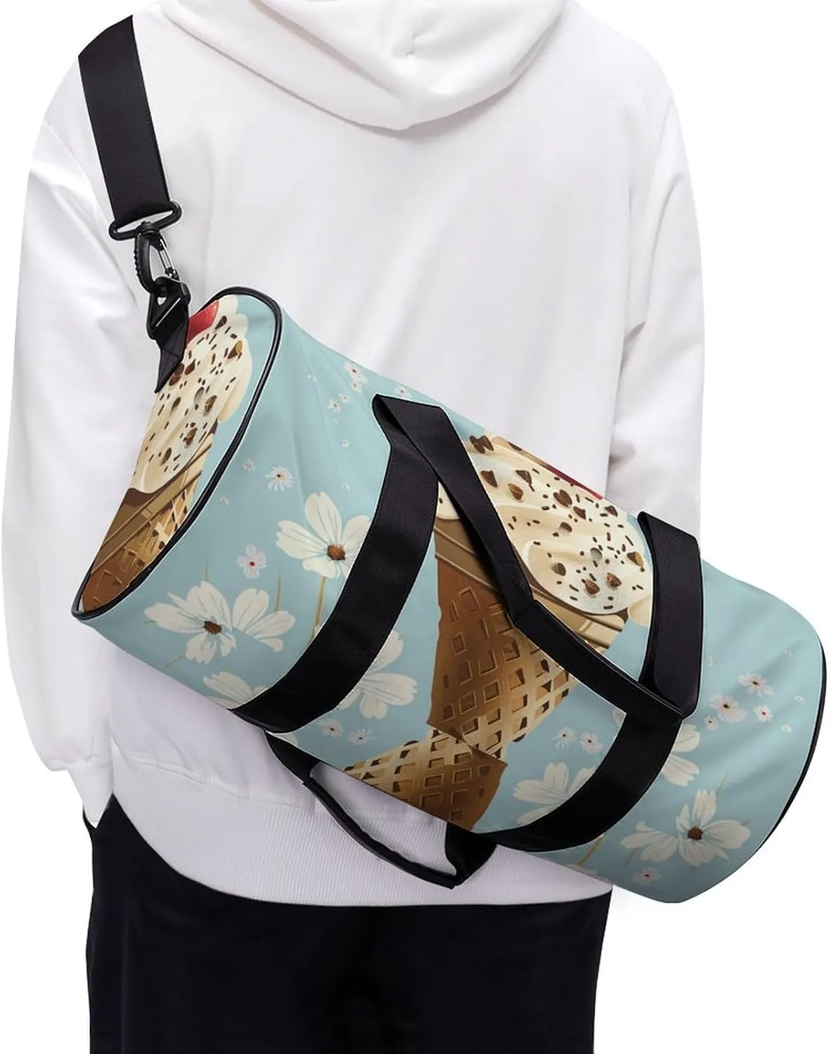Travel Duffel Bag for Men And Women,Cones And Cherries Waterproof Sports Fitness Bag Portable Travel Duffel Bag