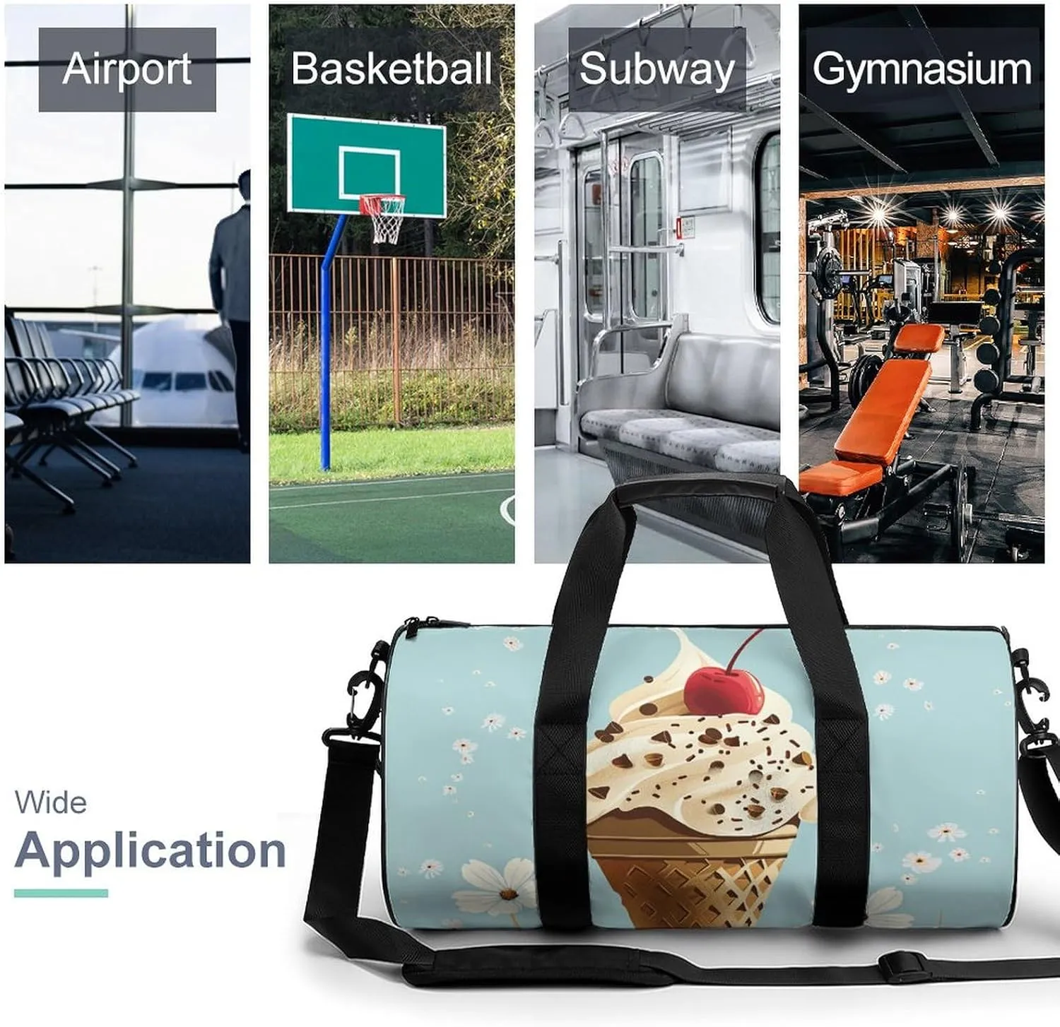Travel Duffel Bag for Men And Women,Cones And Cherries Waterproof Sports Fitness Bag Portable Travel Duffel Bag