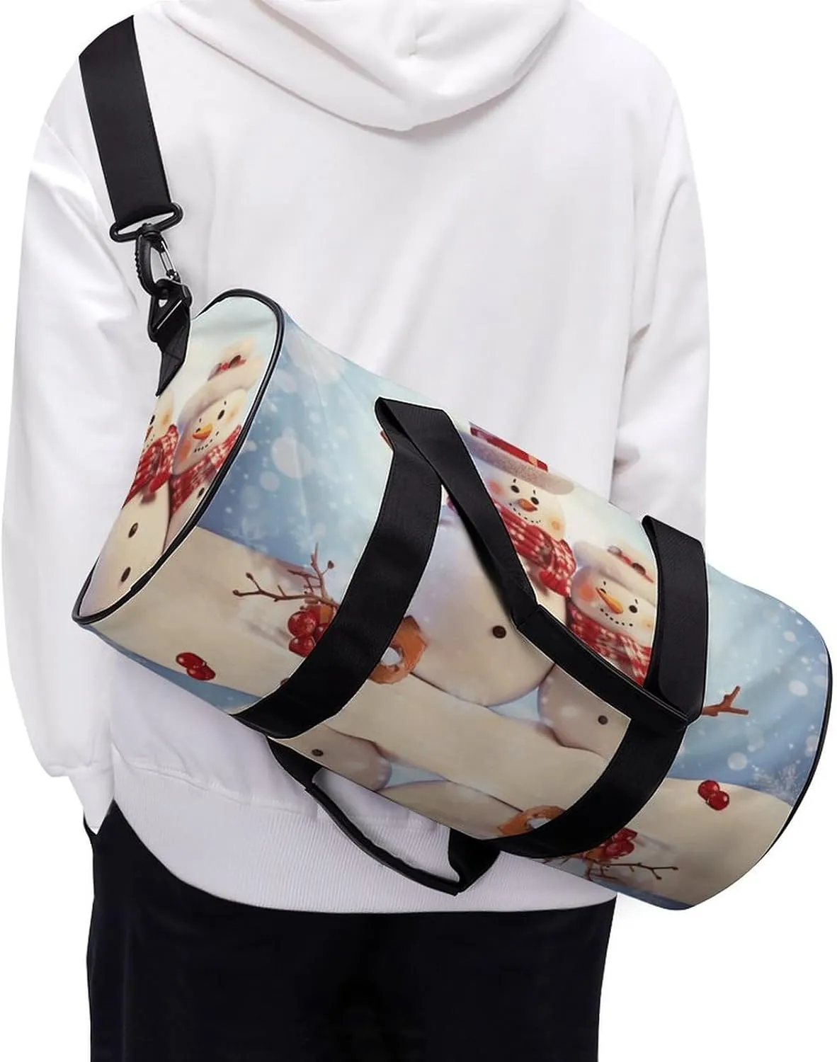 Travel Duffel Bag for Men And Women,Cute Snowmen Christmas Waterproof Sports Fitness Bag Portable Travel Duffel Bag