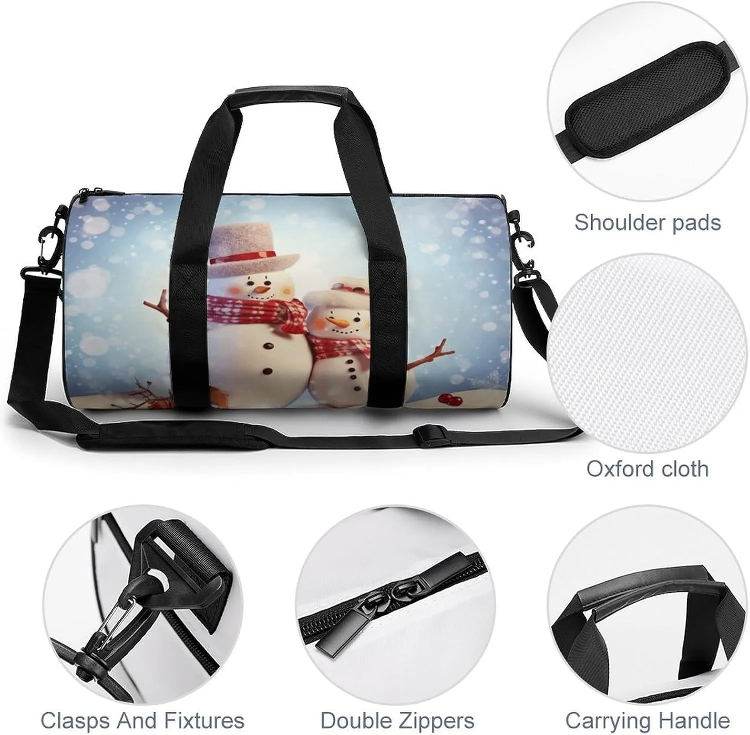 Travel Duffel Bag for Men And Women,Cute Snowmen Christmas Waterproof Sports Fitness Bag Portable Travel Duffel Bag
