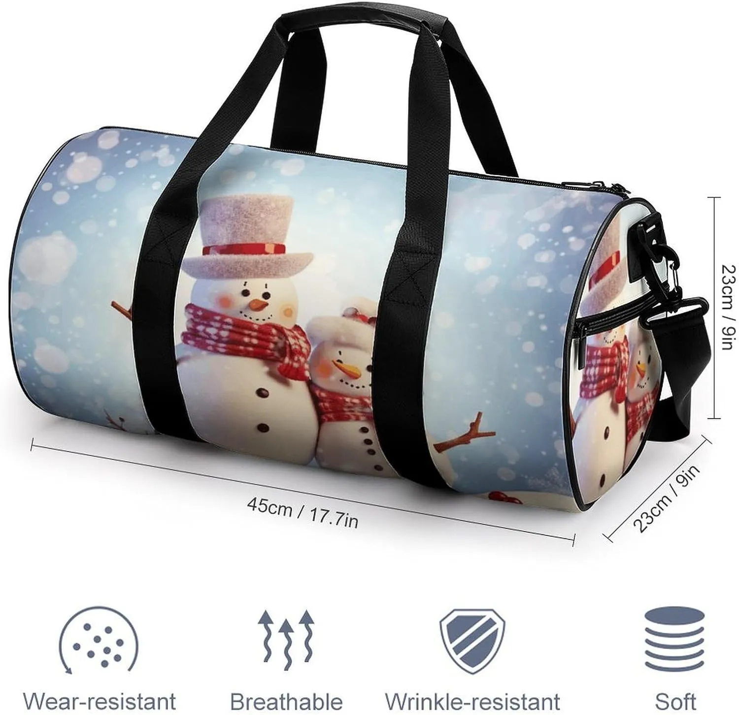 Travel Duffel Bag for Men And Women,Cute Snowmen Christmas Waterproof Sports Fitness Bag Portable Travel Duffel Bag