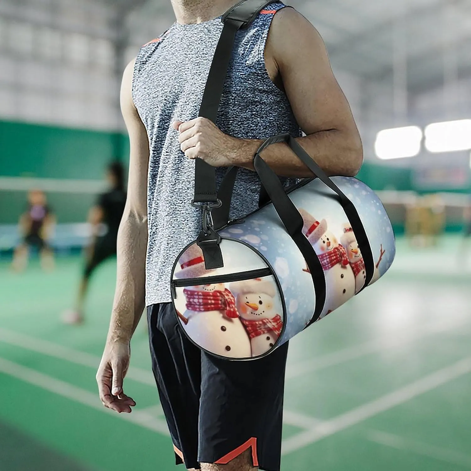 Travel Duffel Bag for Men And Women,Cute Snowmen Christmas Waterproof Sports Fitness Bag Portable Travel Duffel Bag