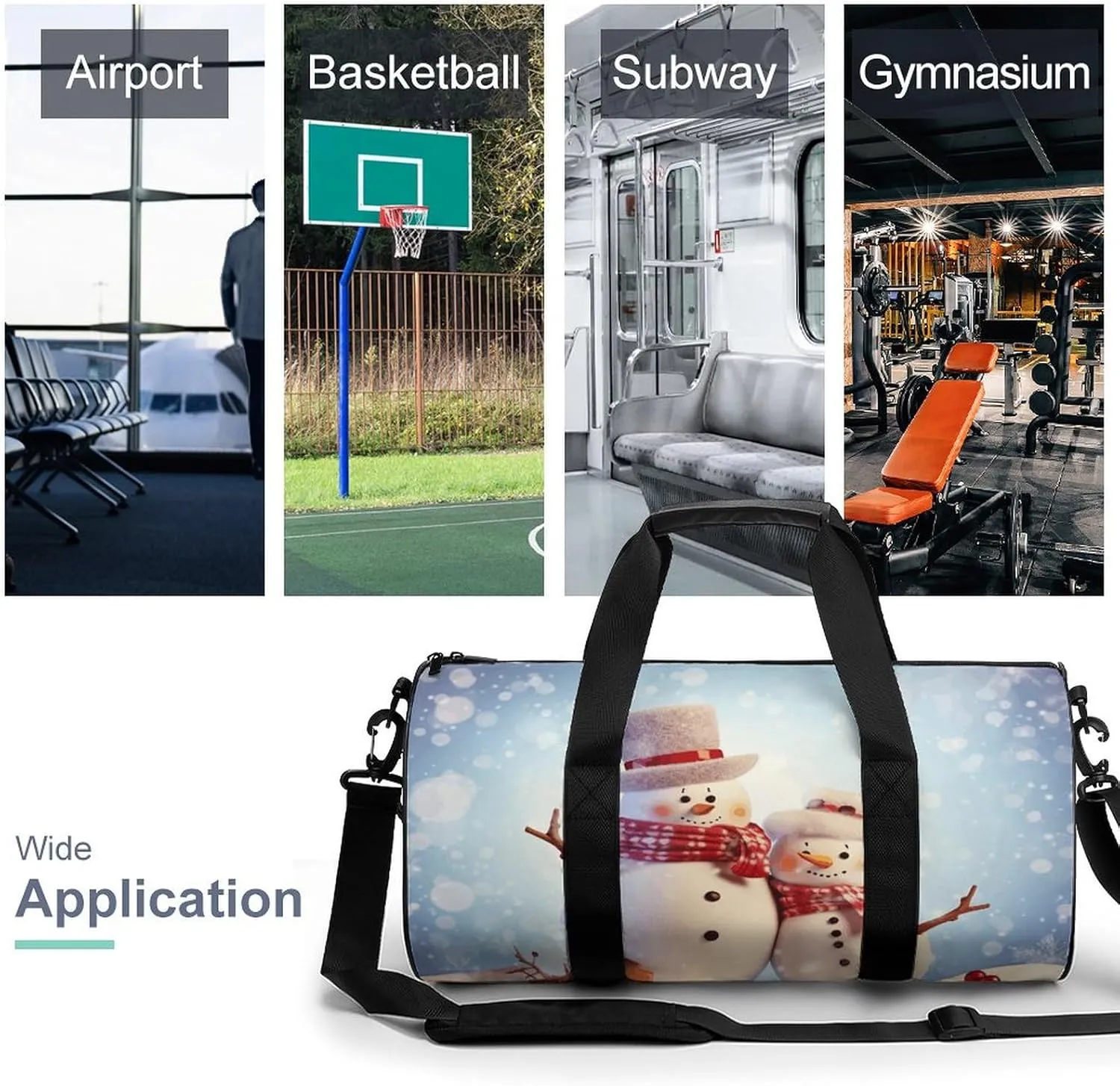 Travel Duffel Bag for Men And Women,Cute Snowmen Christmas Waterproof Sports Fitness Bag Portable Travel Duffel Bag