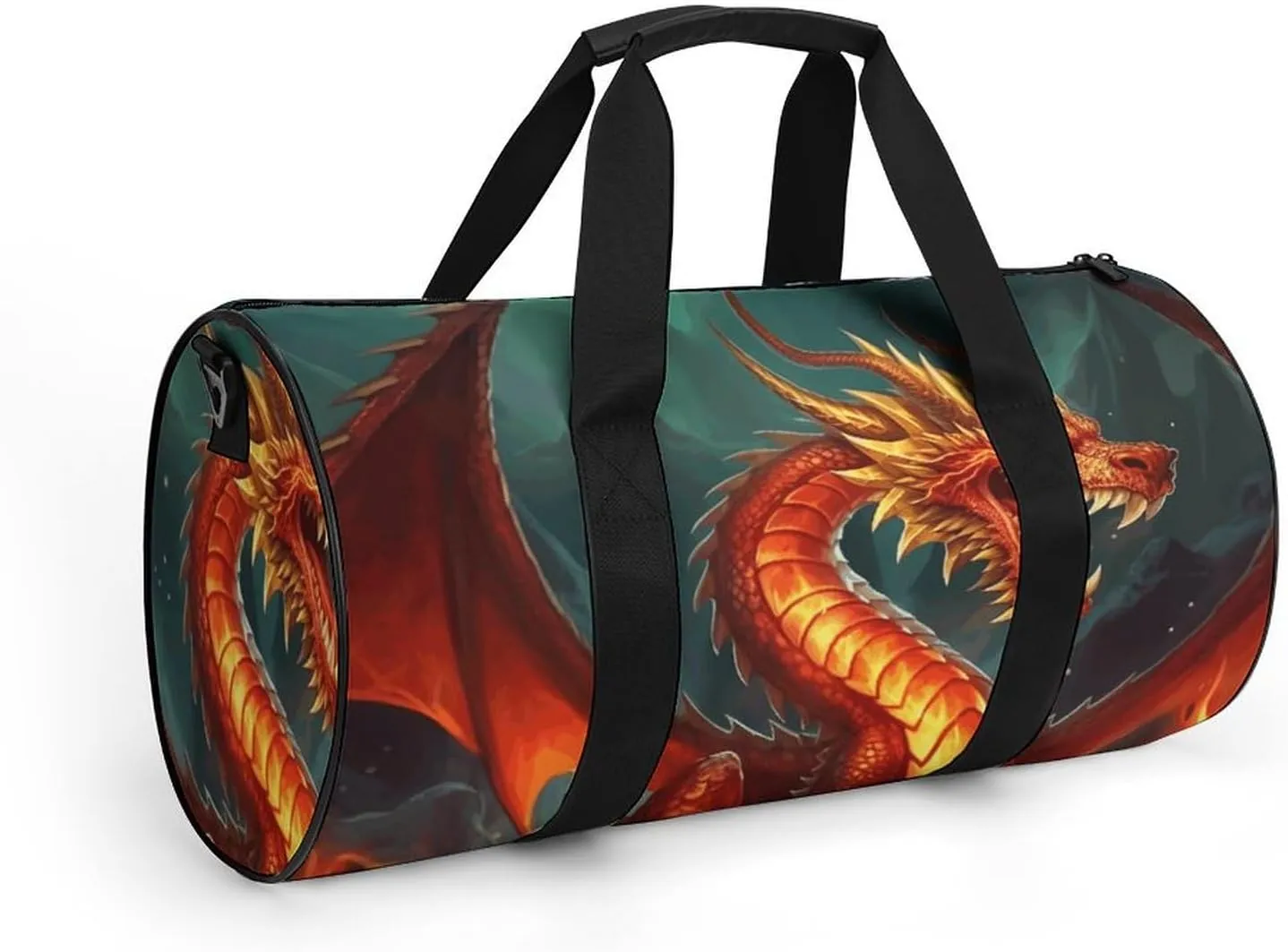 Travel Duffel Bag for Men And Women,Dragon King in Fire Waterproof Sports Fitness Bag Portable Travel Duffel Bag