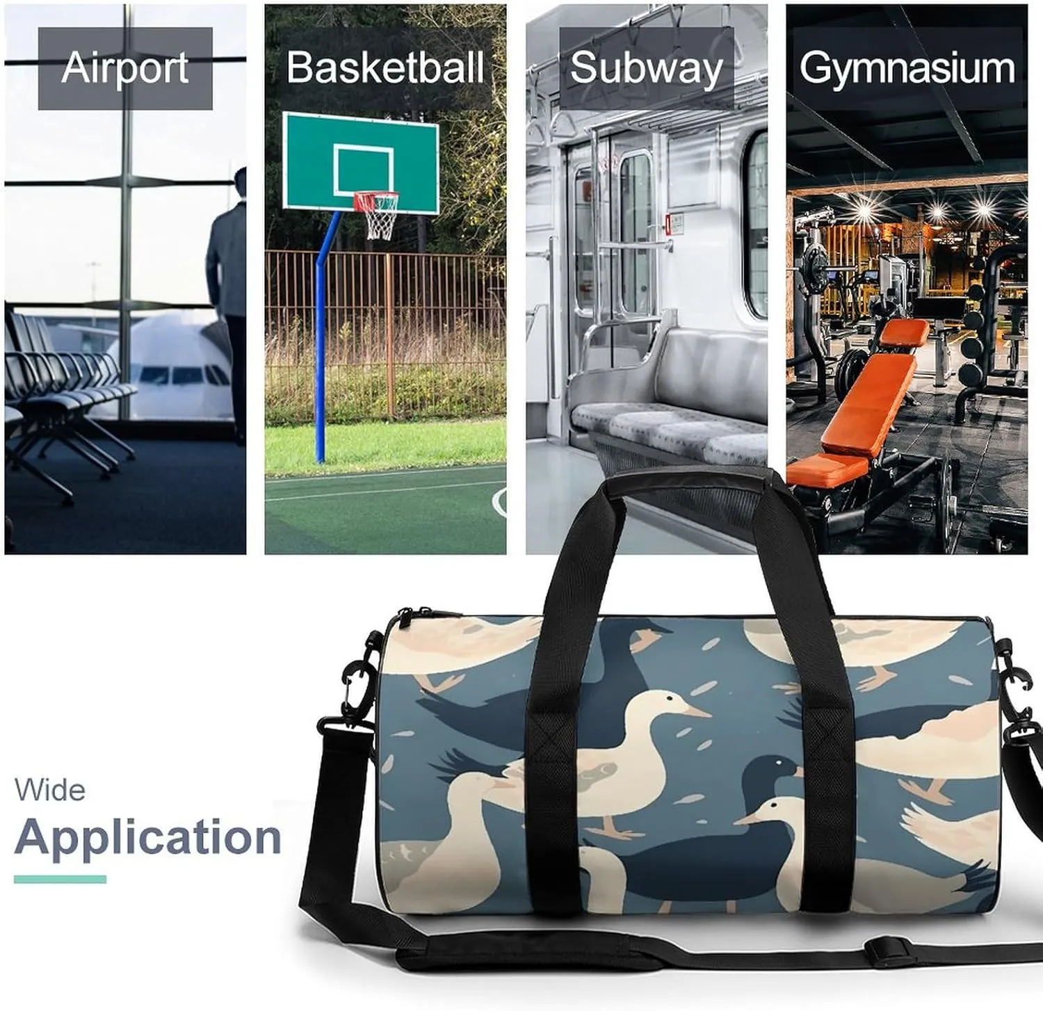 Travel Duffel Bag for Men And Women,Goose Pattern Waterproof Sports Fitness Bag Portable Travel Duffel Bag