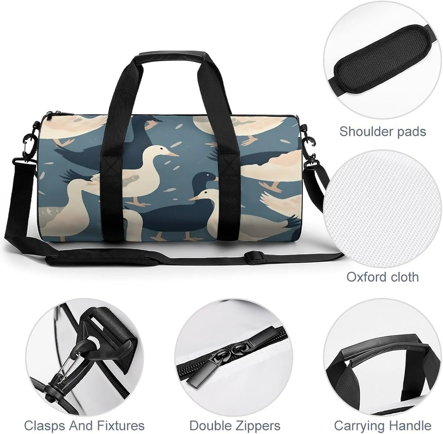 Travel Duffel Bag for Men And Women,Goose Pattern Waterproof Sports Fitness Bag Portable Travel Duffel Bag
