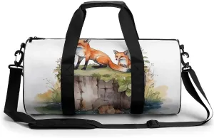 Travel Duffel Bag for Men And Women,Hand Drawn Fox Waterproof Sports Fitness Bag Portable Travel Duffel Bag