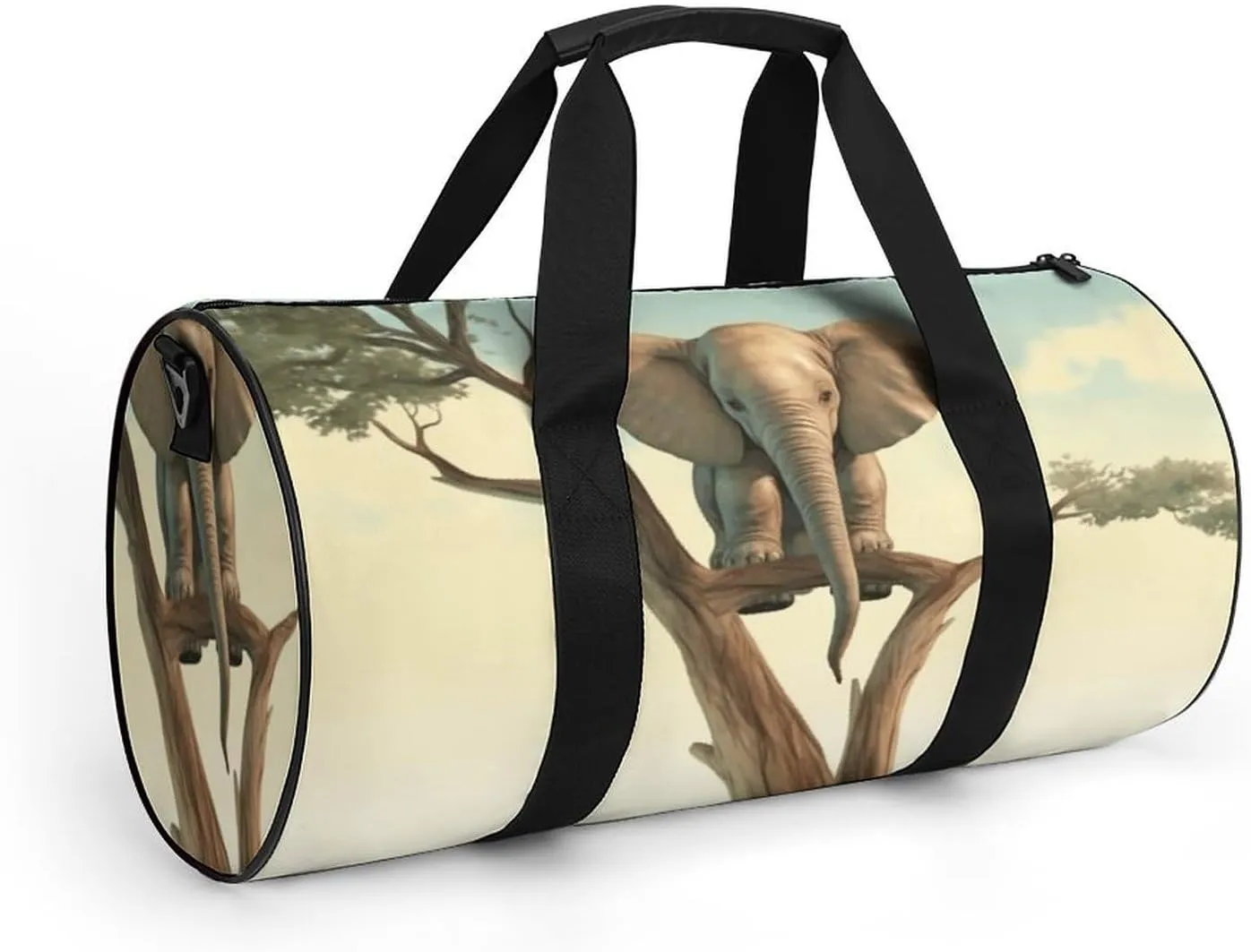 Travel Duffel Bag for Men And Women,Little Elephant on Tree Waterproof Sports Fitness Bag Portable Travel Duffel Bag