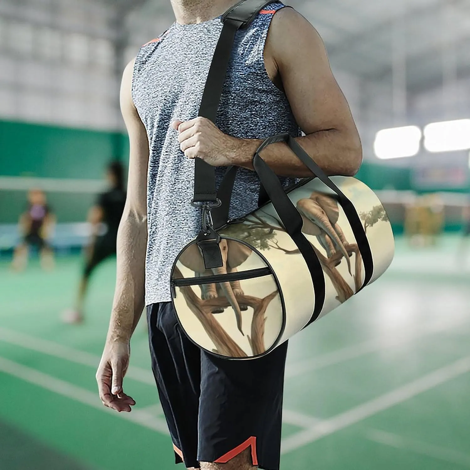 Travel Duffel Bag for Men And Women,Little Elephant on Tree Waterproof Sports Fitness Bag Portable Travel Duffel Bag