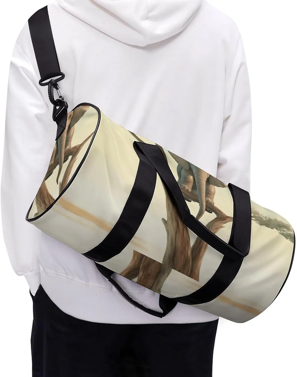 Travel Duffel Bag for Men And Women,Little Elephant on Tree Waterproof Sports Fitness Bag Portable Travel Duffel Bag