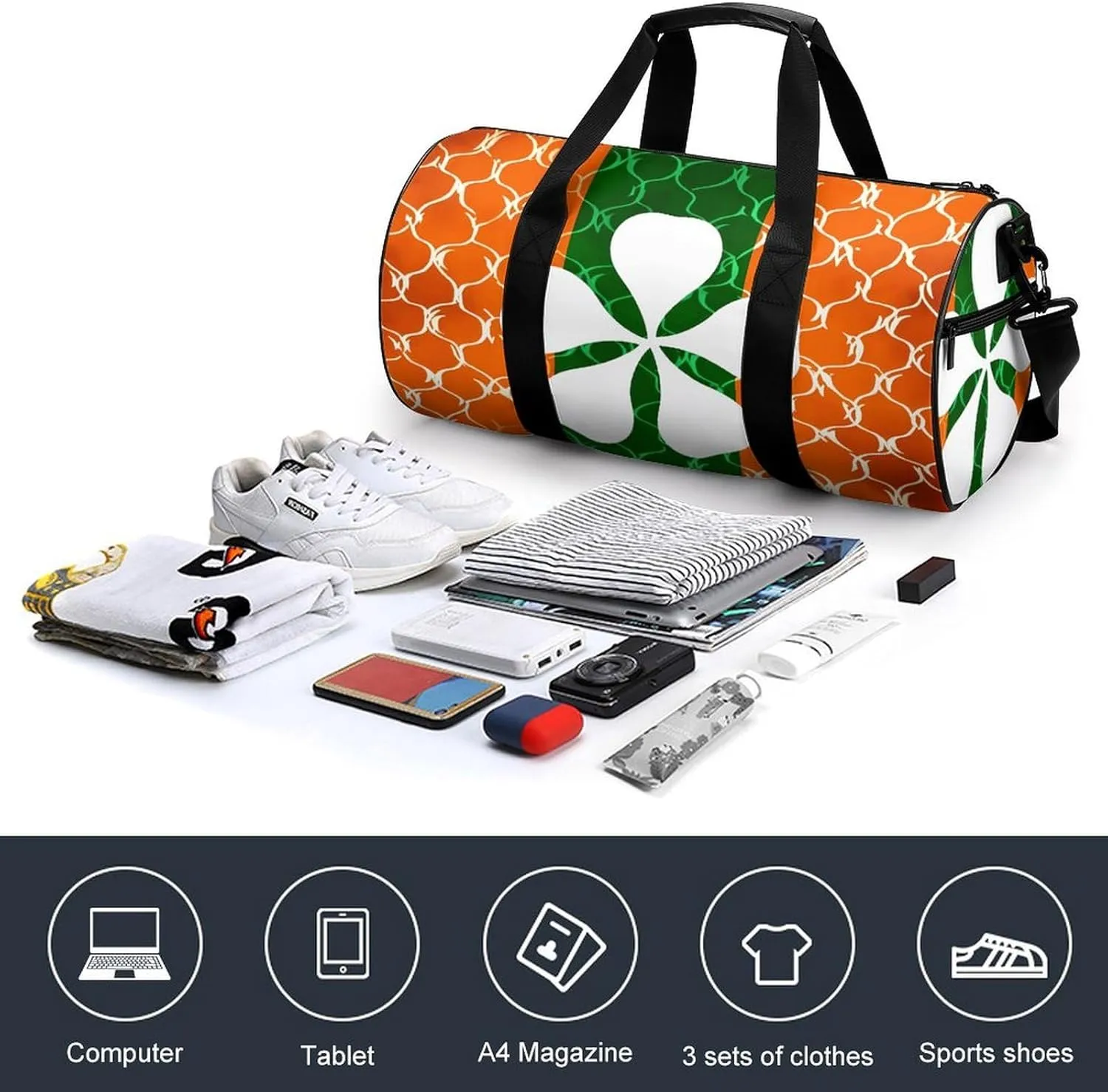 Travel Duffel Bag for Men And Women,Silhouette of Leaves Waterproof Sports Fitness Bag Portable Travel Duffel Bag
