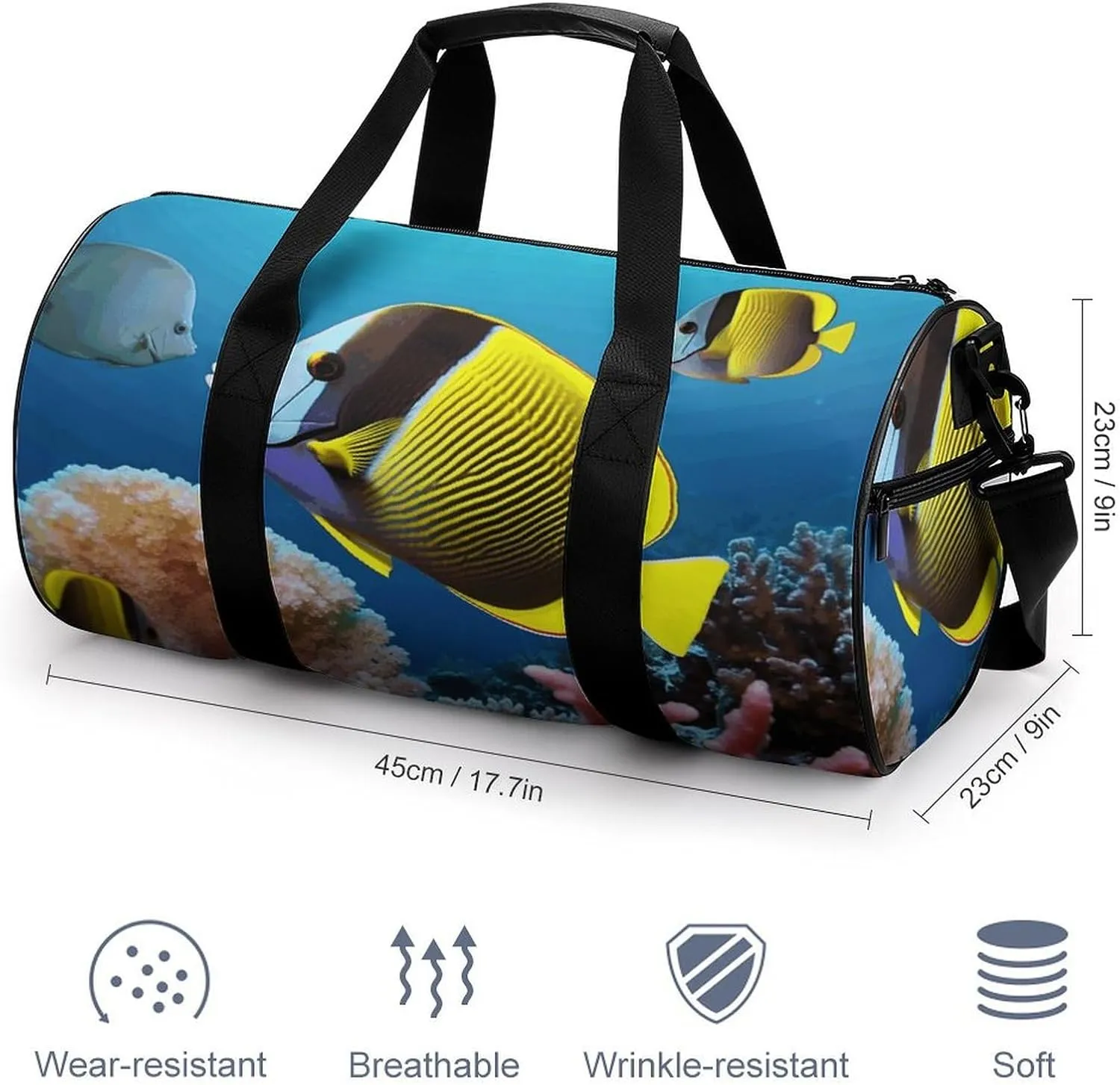 Travel Duffel Bag for Men And Women,Tropical Fish Waterproof Sports Fitness Bag Portable Travel Duffel Bag