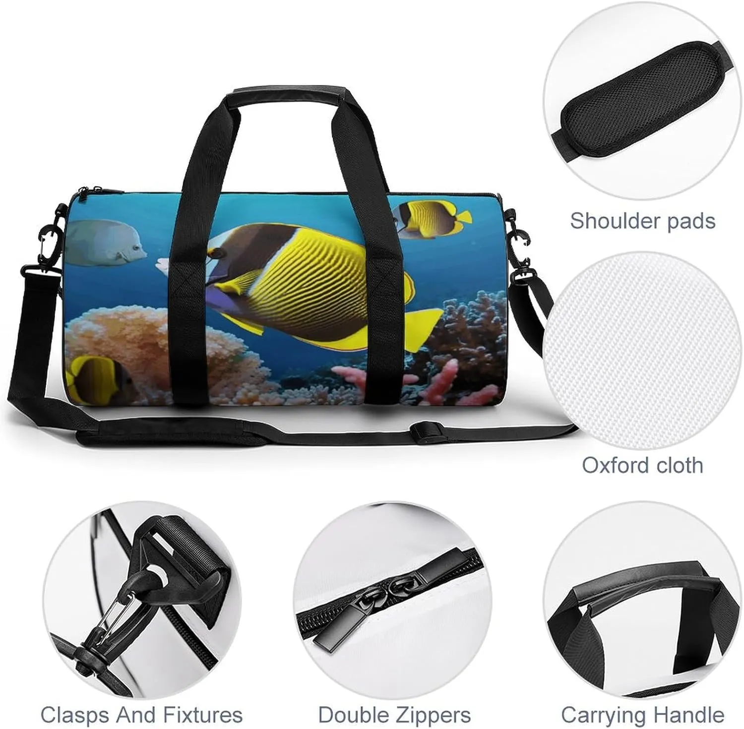 Travel Duffel Bag for Men And Women,Tropical Fish Waterproof Sports Fitness Bag Portable Travel Duffel Bag