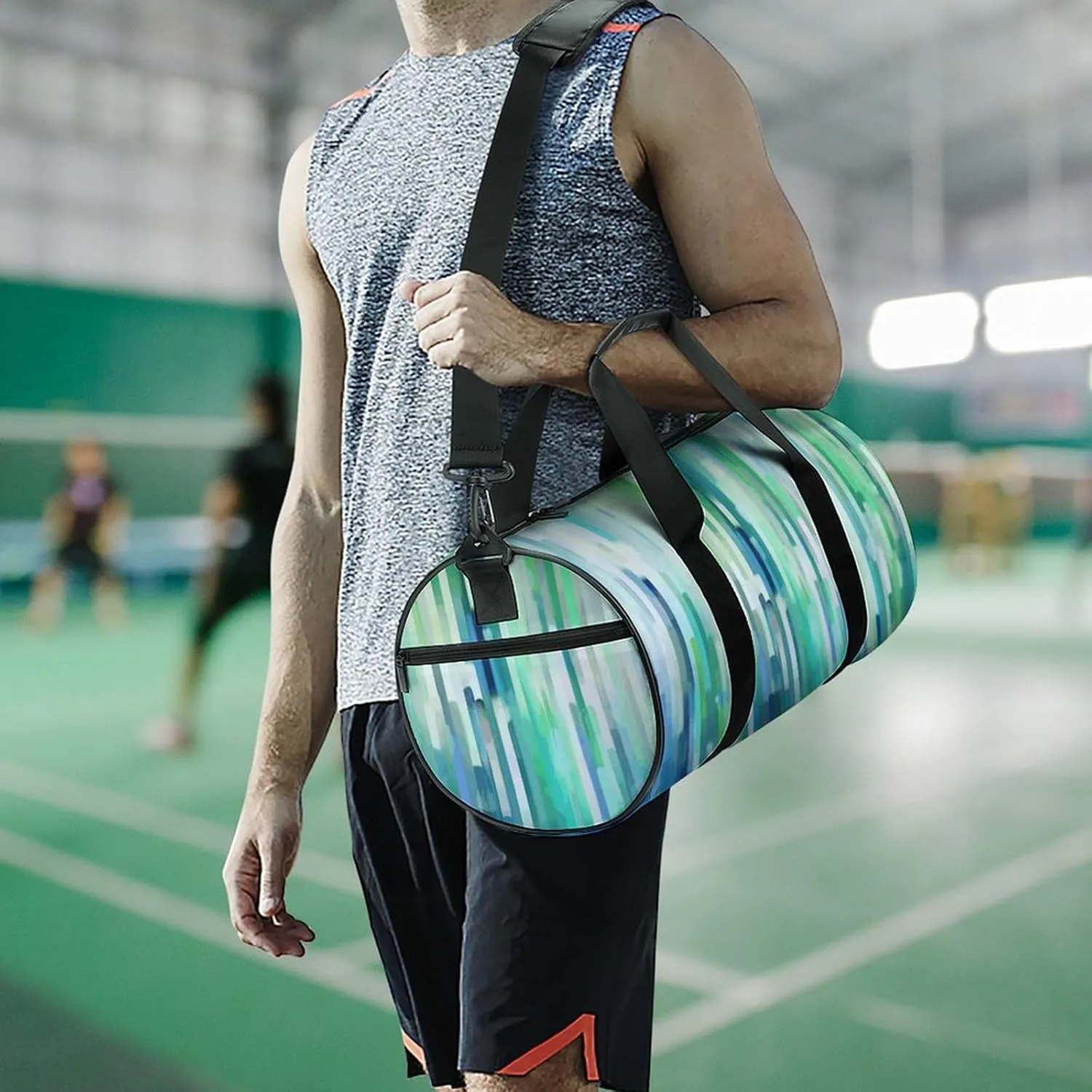 Travel Duffel Bag for Men And Women,White Stripe Image Waterproof Sports Fitness Bag Portable Travel Duffel Bag