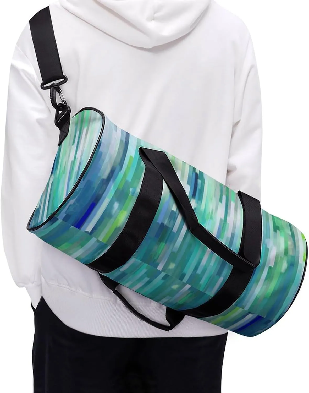 Travel Duffel Bag for Men And Women,White Stripe Image Waterproof Sports Fitness Bag Portable Travel Duffel Bag