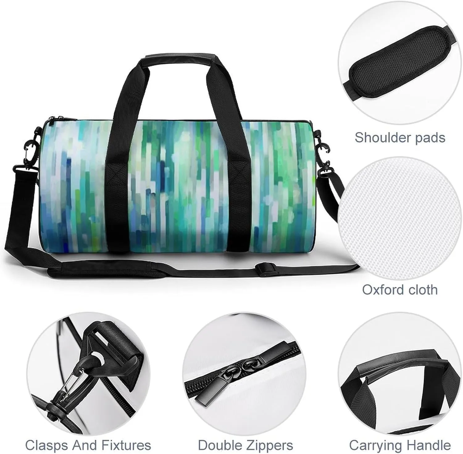 Travel Duffel Bag for Men And Women,White Stripe Image Waterproof Sports Fitness Bag Portable Travel Duffel Bag