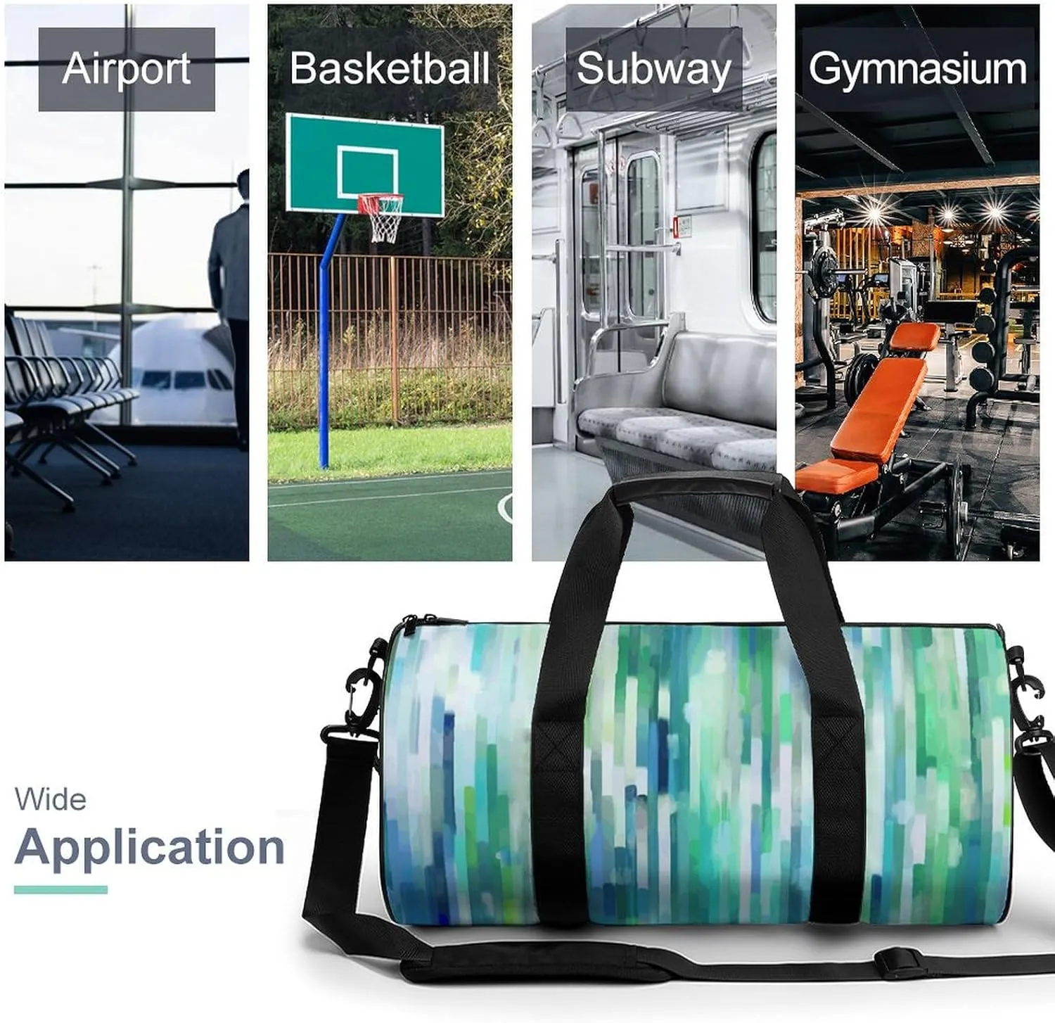 Travel Duffel Bag for Men And Women,White Stripe Image Waterproof Sports Fitness Bag Portable Travel Duffel Bag